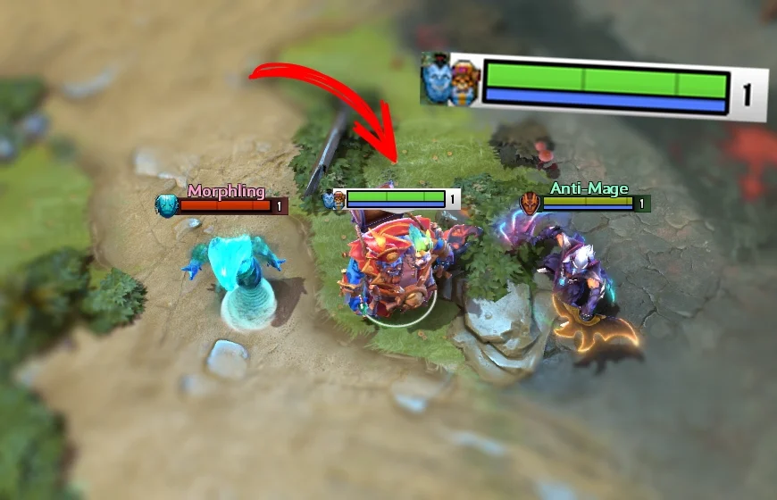 Как выделить белой полоской ХП и ману в Dota 2